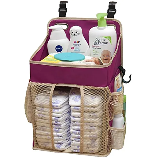 Mochila cambiadora de cuero para bebés con bolsillos aislantes y cambiador para mamá