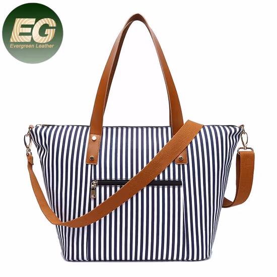SA60 Bolso grande a rayas para mamá, para bebé, mujer, viaje, logotipo, impermeable, de lona, personalizado, para playa, venta al por mayor