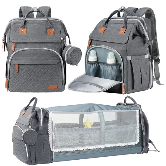 Mochila plegable multifuncional de gran capacidad, impermeable, informal, para cuna de bebé, ideal para mamás (CY0092)